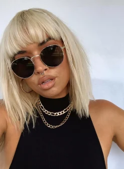 Princess Polly With The Band Sunglasses  Gold Discount