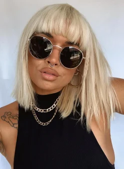 Princess Polly With The Band Sunglasses Gold Discount