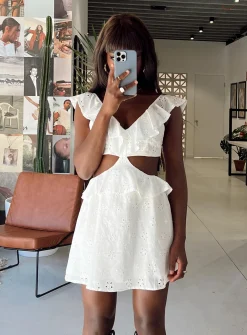 Princess Polly Wrenley Mini Dress  White Sale
