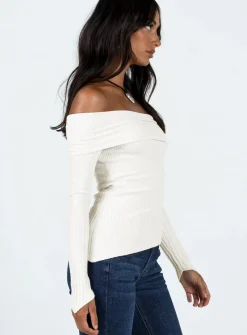 Princess Polly Wyandra Off The Shoulder Knit Sweater White Store