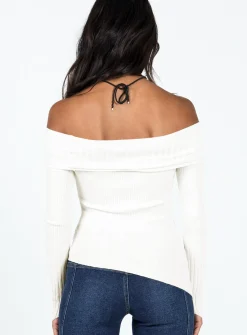 Princess Polly Wyandra Off The Shoulder Knit Sweater White Store