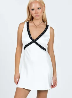 Princess Polly Yaralla Mini Dress  White / Black New