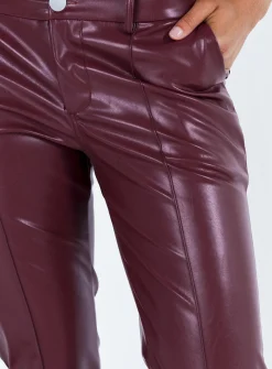 Princess Polly Yarella Mid Rise Pu Pants  Burgundy Shop