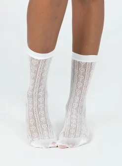 Princess Polly Yelena Heart Socks  White Discount