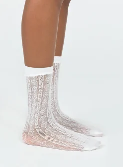 Princess Polly Yelena Heart Socks  White Discount