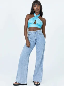 Princess Polly Yelena Top  Blue Store