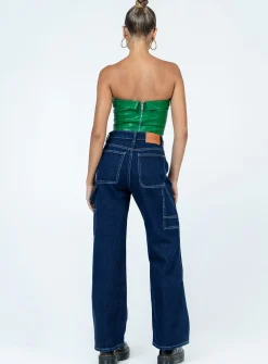 Princess Polly Ysabel Dark Wash Cargo Jeans  Denim Online