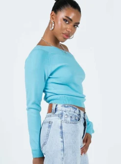 Princess Polly Yvonne One Shoulder Sweater Blue Shop