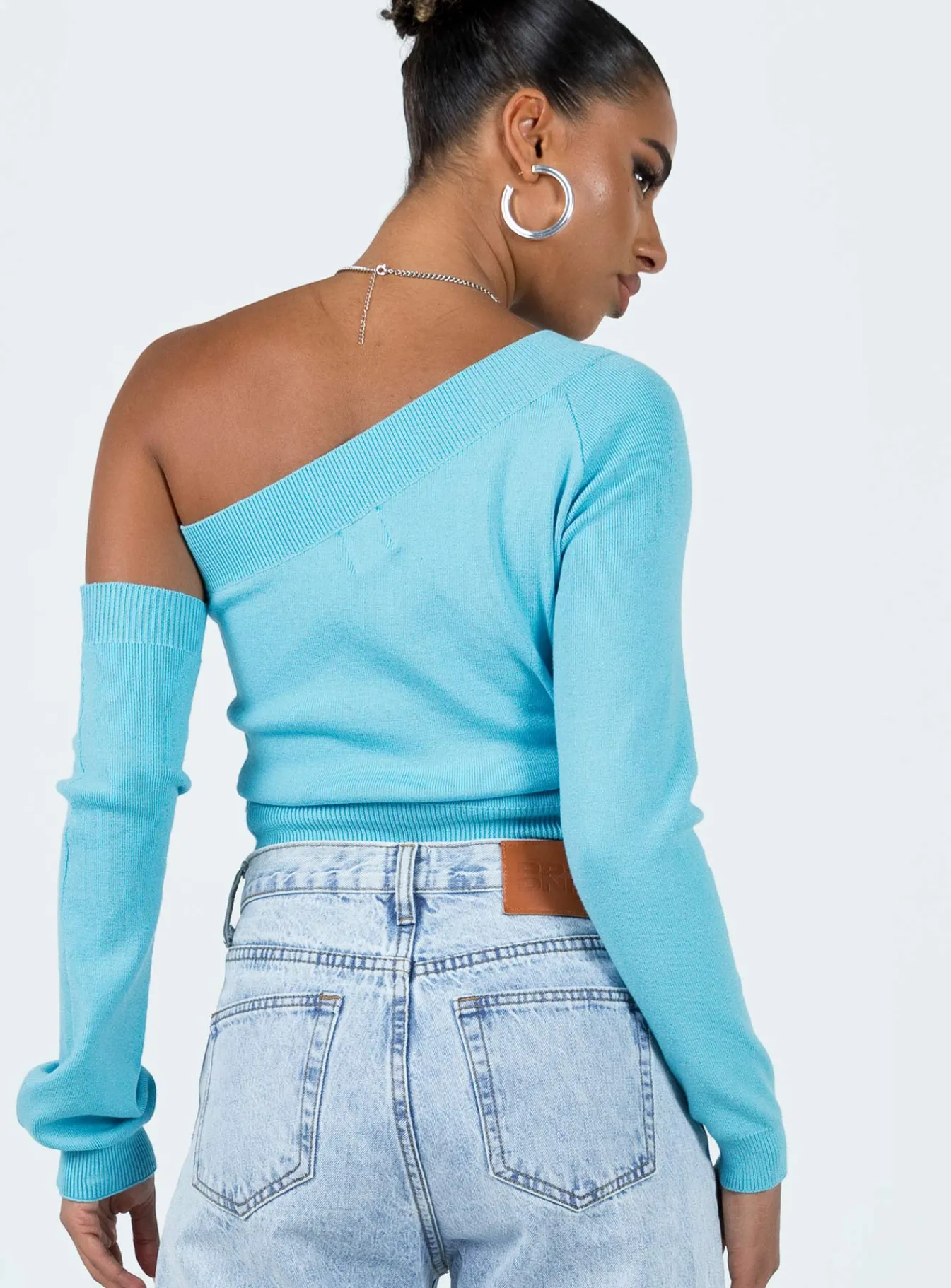 Princess Polly Yvonne One Shoulder Sweater Blue Shop