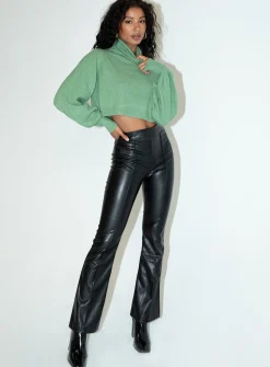Princess Polly Zahara Cropped Turtleneck Sweater  Green Best