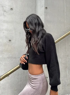 Princess Polly Zahara Cropped Turtleneck Sweater  Black Store