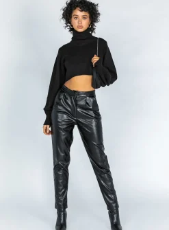 Princess Polly Zahara Cropped Turtleneck Sweater  Black Store