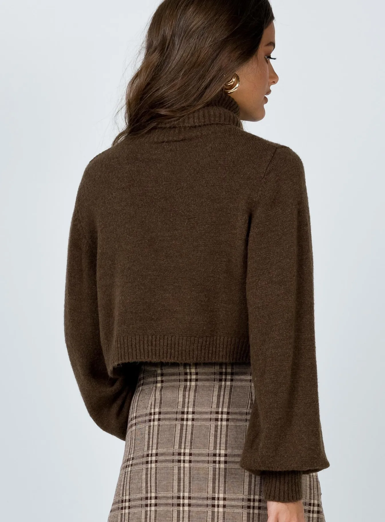 Princess Polly Zahara Cropped Turtleneck Sweater Brown Cheap