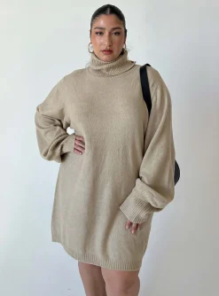Princess Polly Zahara Mini Dresscurve   Beige Sale