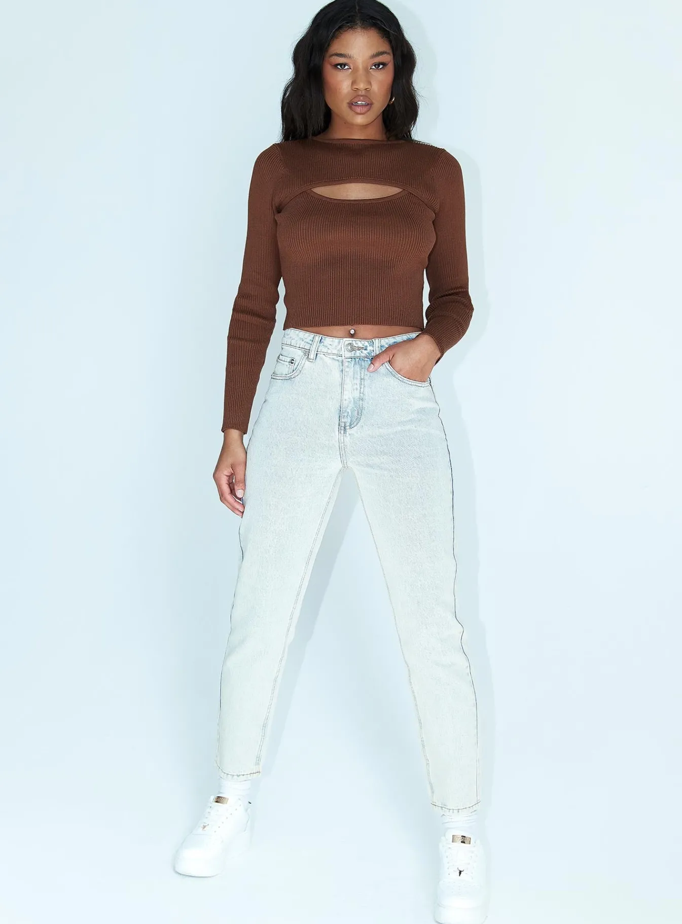 Princess Polly Zaiden Straight Leg Jeans Light Blue Wash Denim Fashion