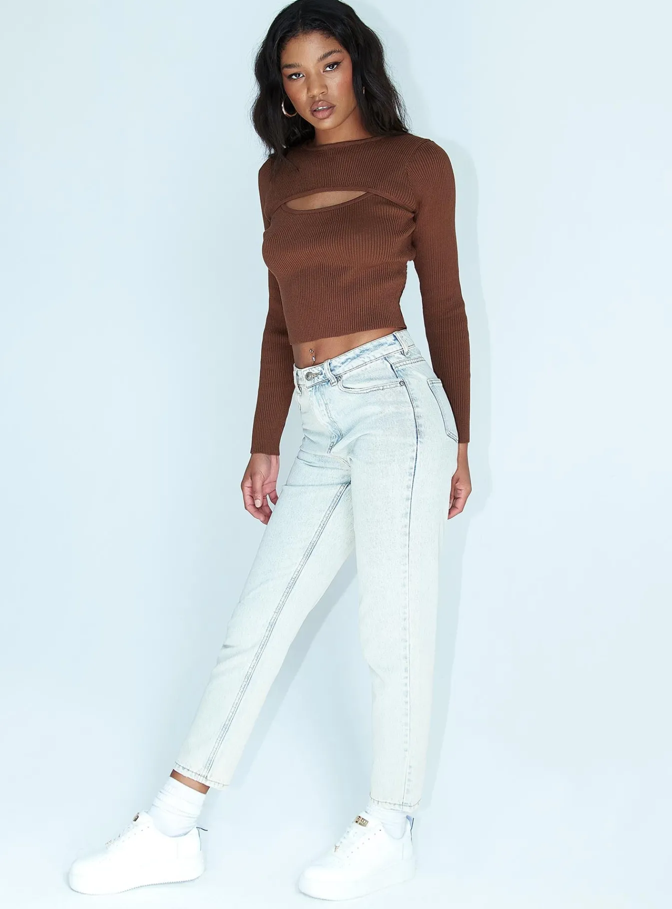 Princess Polly Zaiden Straight Leg Jeans Light Blue Wash Denim Fashion