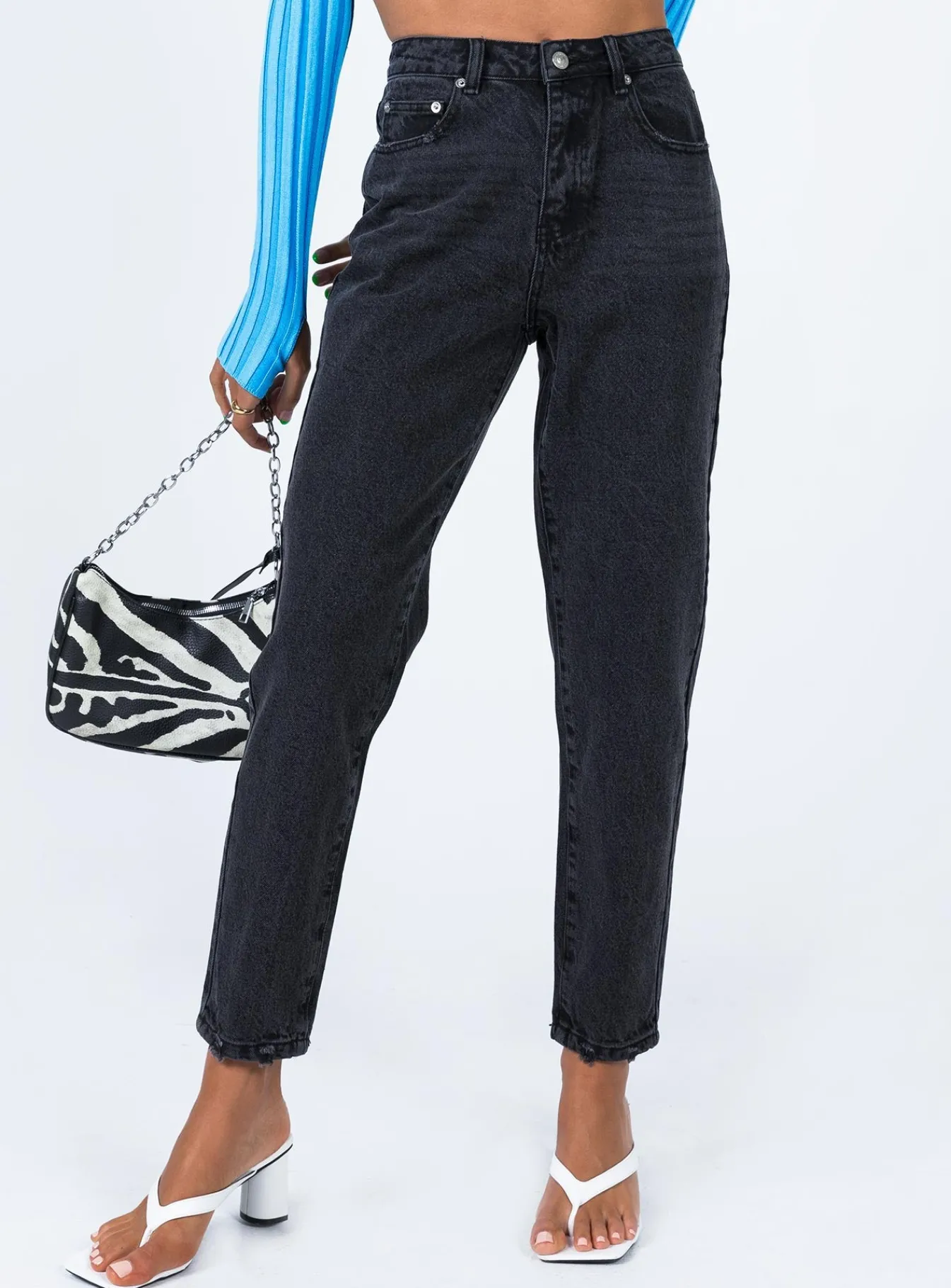 Princess Polly Zaiden Straight Leg Jeansdenim Black New