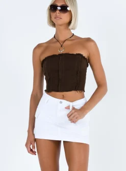 Princess Polly Zakai Cargo Denim Mini Skirt  White New