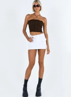 Princess Polly Zakai Cargo Denim Mini Skirt White New