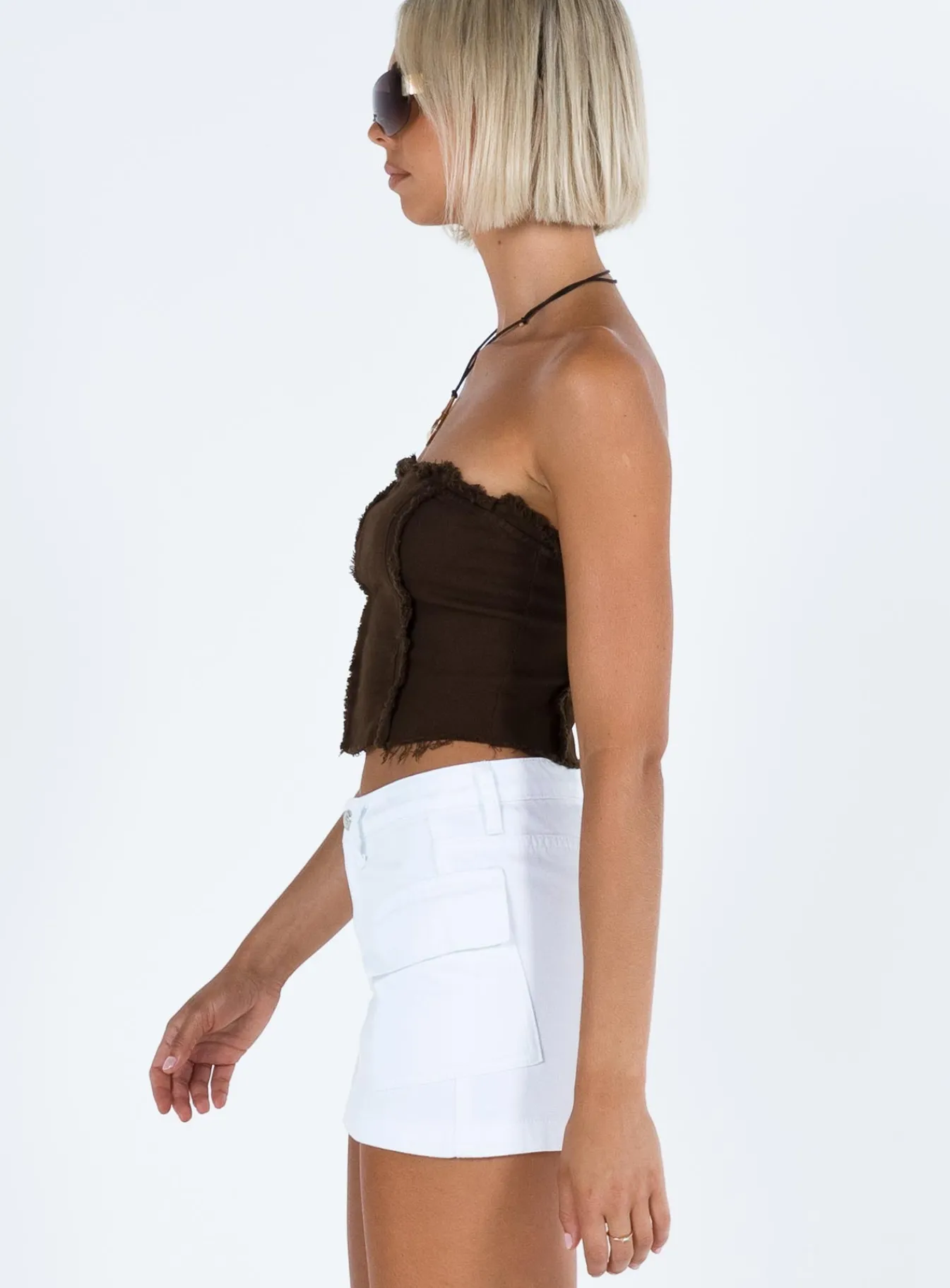 Princess Polly Zakai Cargo Denim Mini Skirt White New