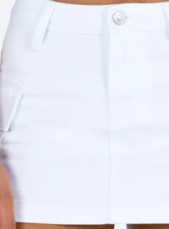 Princess Polly Zakai Cargo Denim Mini Skirt White New