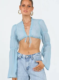 Princess Polly Zakia Top  Blue Discount