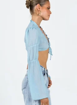 Princess Polly Zakia Top  Blue Discount