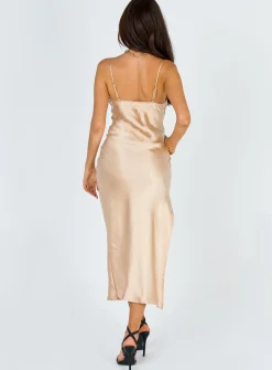 Princess Polly Zamora Midi Dress  Champagne New