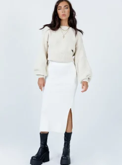 Princess Polly Zanna Midi Skirt  White Clearance