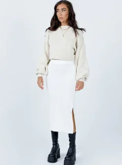 Princess Polly Zanna Midi Skirt  White Clearance