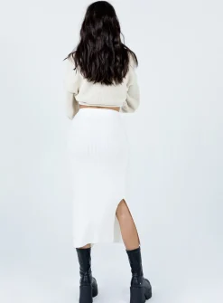 Princess Polly Zanna Midi Skirt  White Clearance