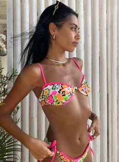 Princess Polly Zari Bikini Topmulti Floral   Orange Clearance