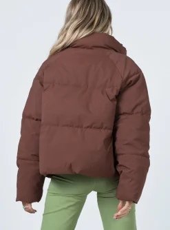 Princess Polly Zaria Puffer Jacket Brown Flash Sale