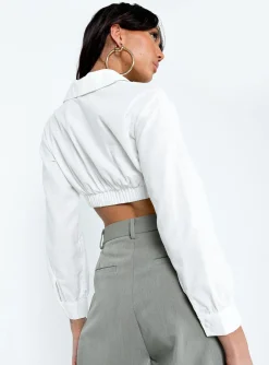 Princess Polly Zaxton Long Sleeve Top  White New