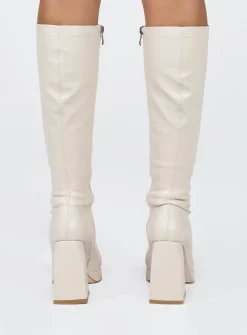 Princess Polly Zayas Knee High Boots  Beige Online