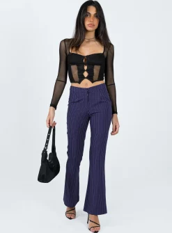 Princess Polly Zeena Long Sleeve Mesh Corset  Black Hot