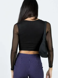 Princess Polly Zeena Long Sleeve Mesh Corset Black Hot