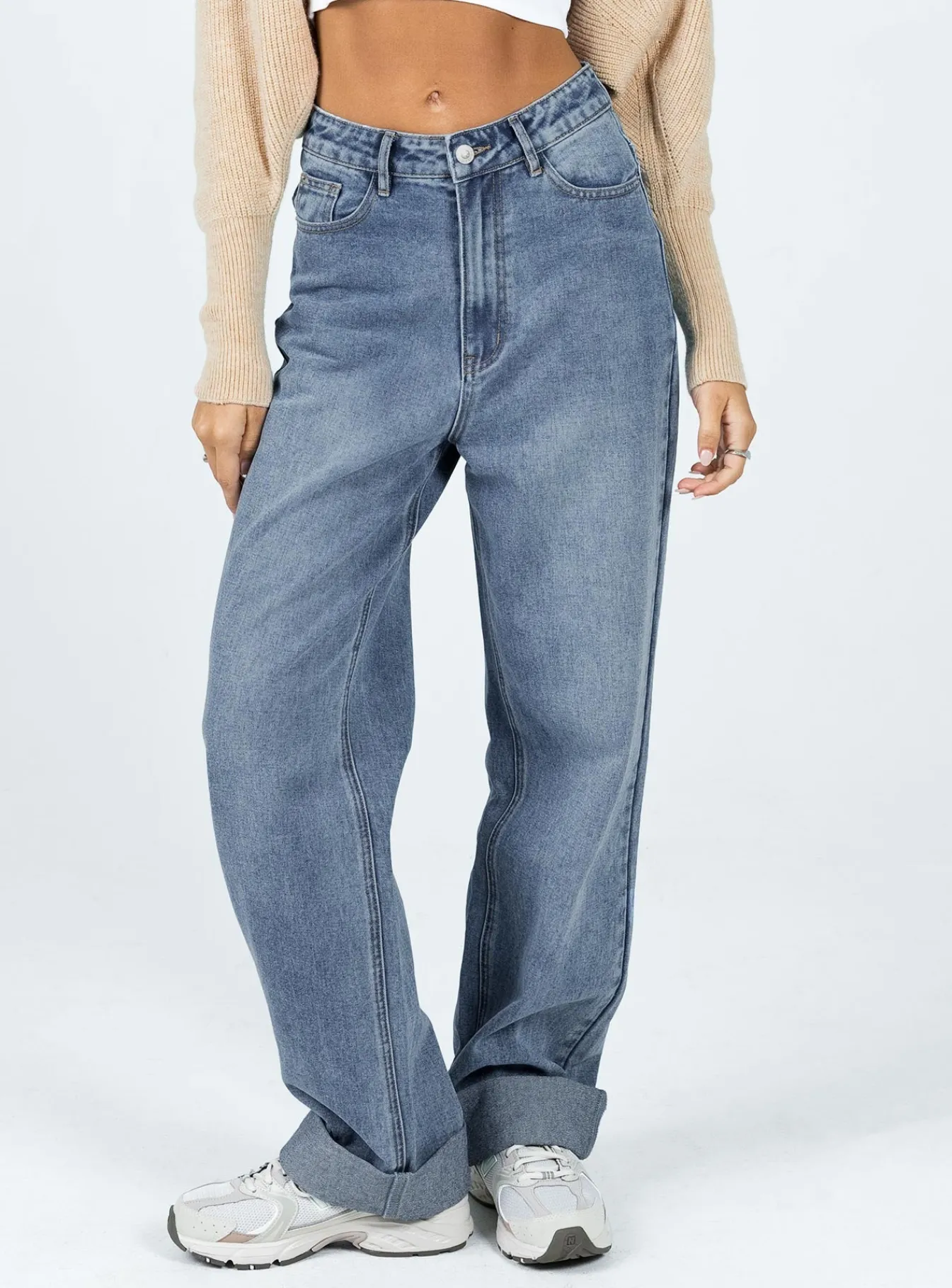 Princess Polly Zeira Wide Leg Jeans Mid Wash Denim Shop