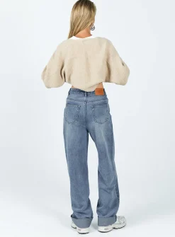 Princess Polly Zeira Wide Leg Jeans Mid Wash Denim Shop