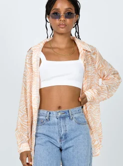 Princess Polly Ziggy Shirt  Orange New