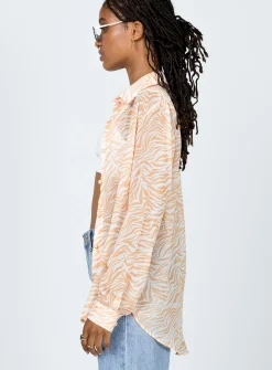 Princess Polly Ziggy Shirt  Orange New