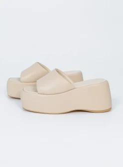 Princess Polly Zimmer Platform Sandals Cream Clearance