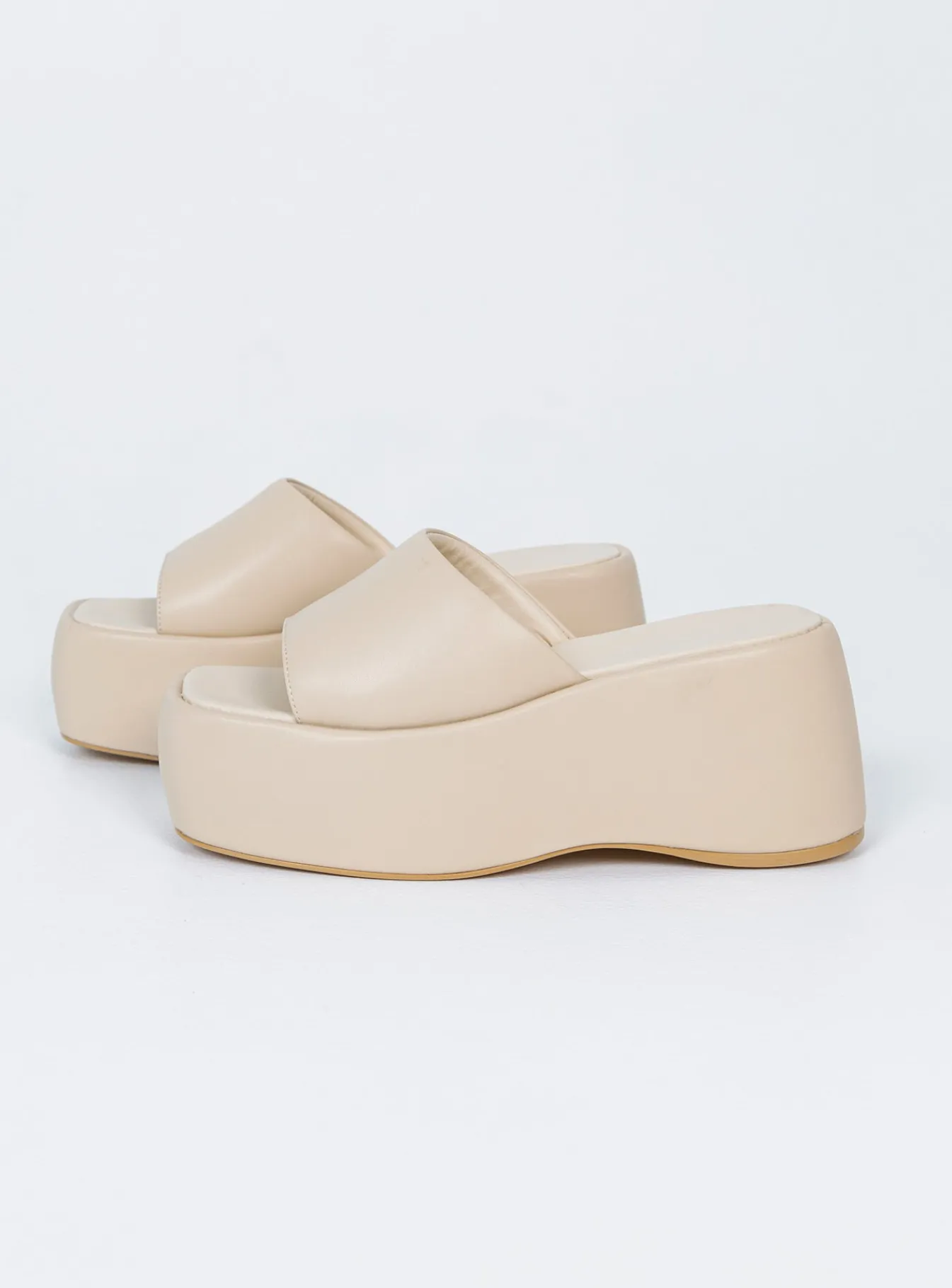 Princess Polly Zimmer Platform Sandals Cream Clearance