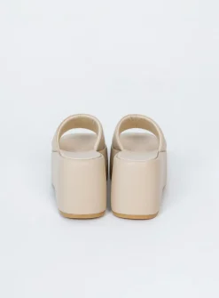 Princess Polly Zimmer Platform Sandals Cream Clearance