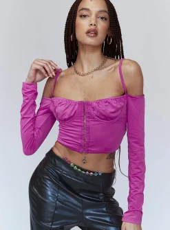 Princess Polly Zinnia Long Sleeve Top  Purple Hot