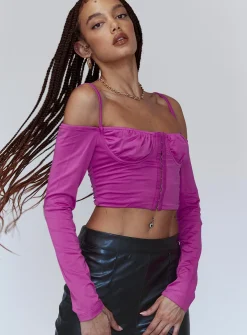 Princess Polly Zinnia Long Sleeve Top  Purple Hot