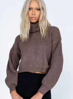 Princess Polly Zita Turtleneck Sweater  Brown Cheap