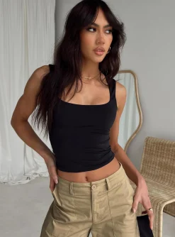 Princess Polly Zoe Top  Black Discount