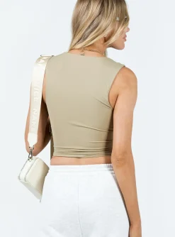 Princess Polly Zoe Top  Beige New