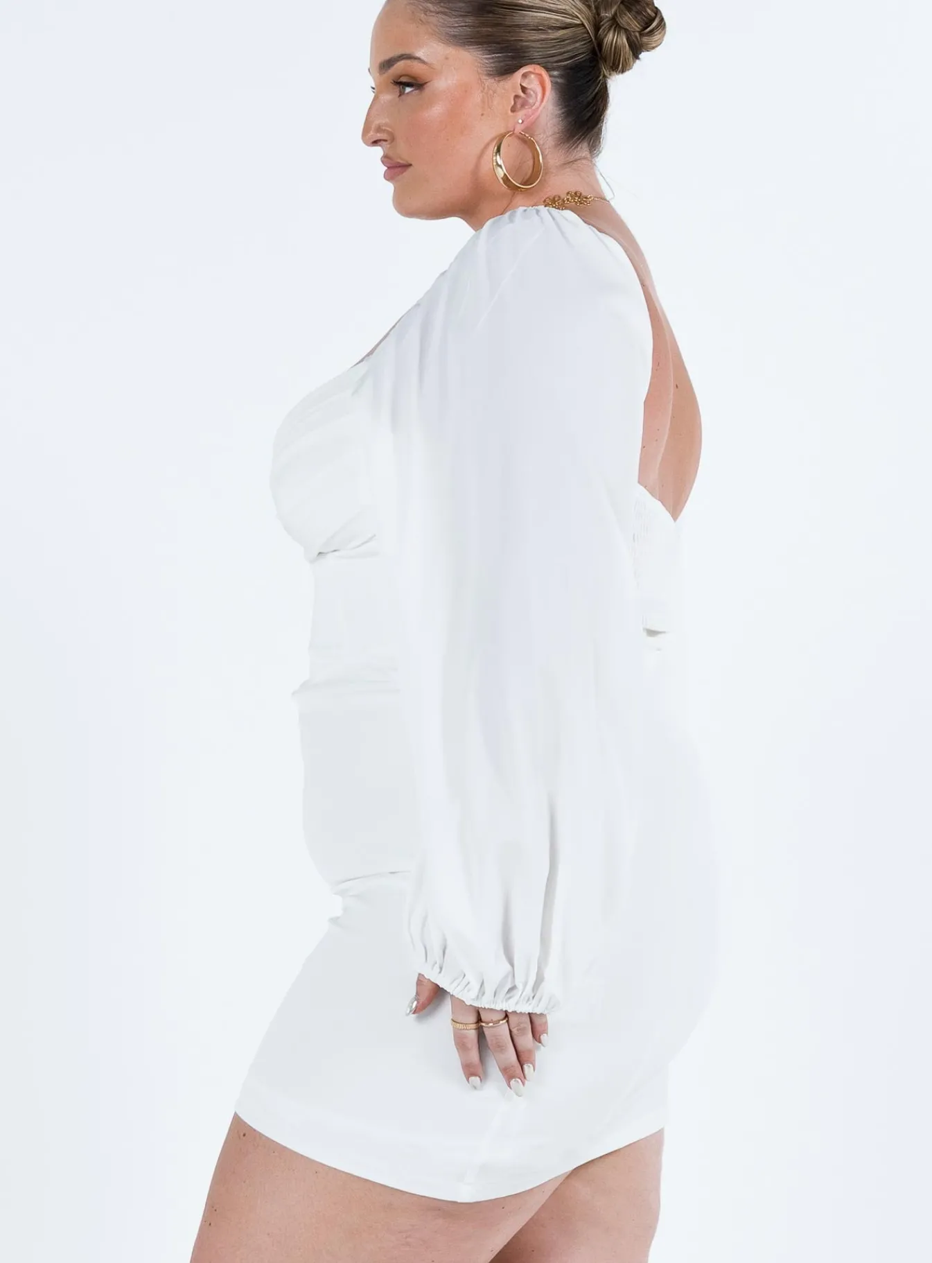 Princess Polly Zoella Long Sleeve Mini Dresscurve White Outlet